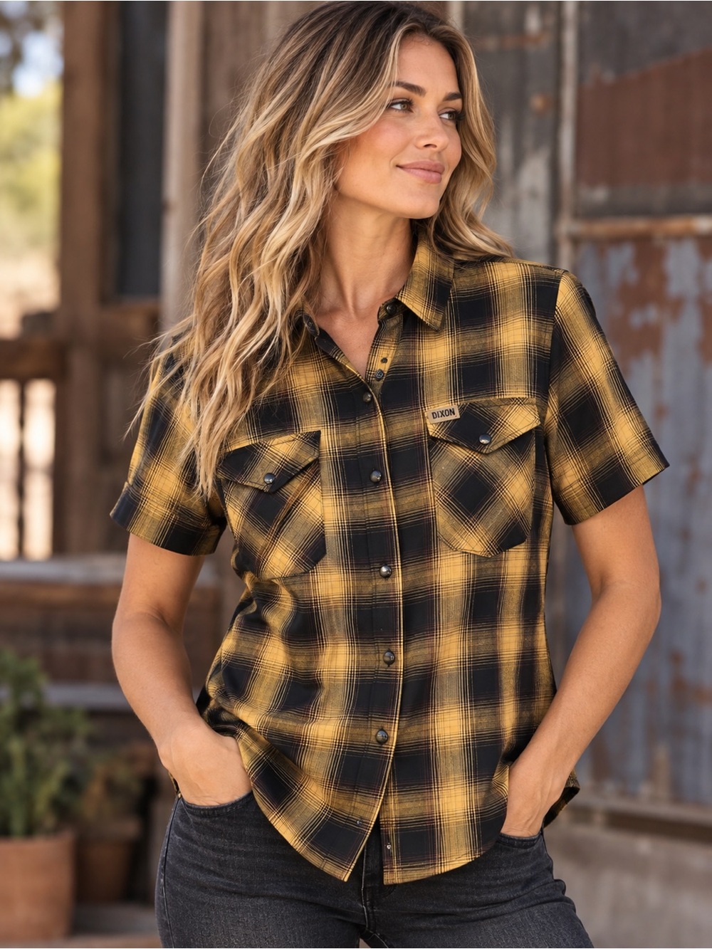 Dixxon Flannel Company Gold Rush Plaid Bamboo Blend Snap Front Shirt Women’s XL